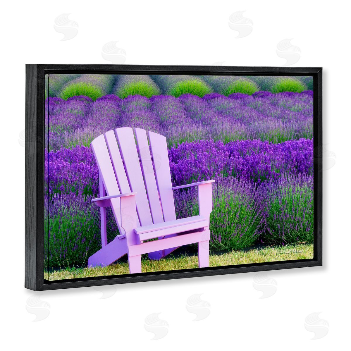 Dennis Frates Chair & Lavender Field Black Floating Frame Canvas Wall Art Print