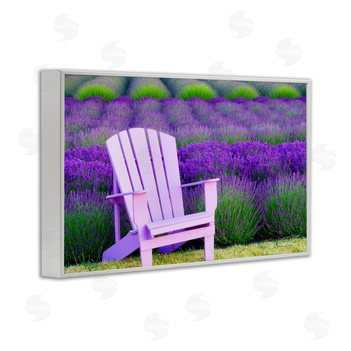Dennis Frates Chair & Lavender Field White Framed Giclee Wall Art Print