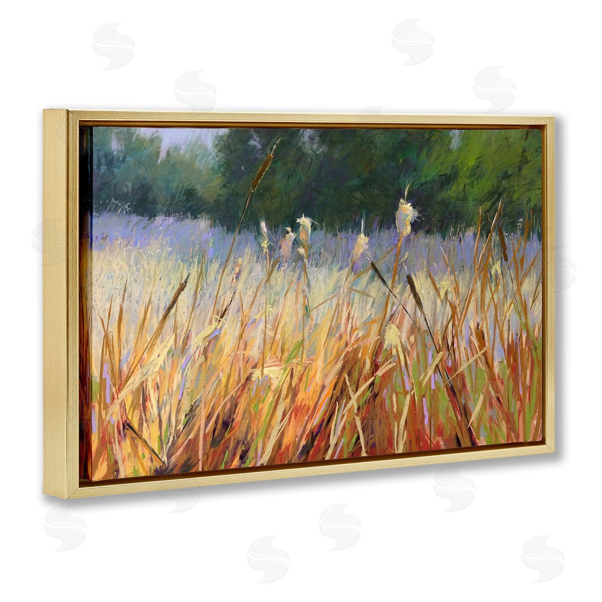 Carol Strock Wasson Country Summer Reeds Gold Floating Frame Canvas Wall Art Print