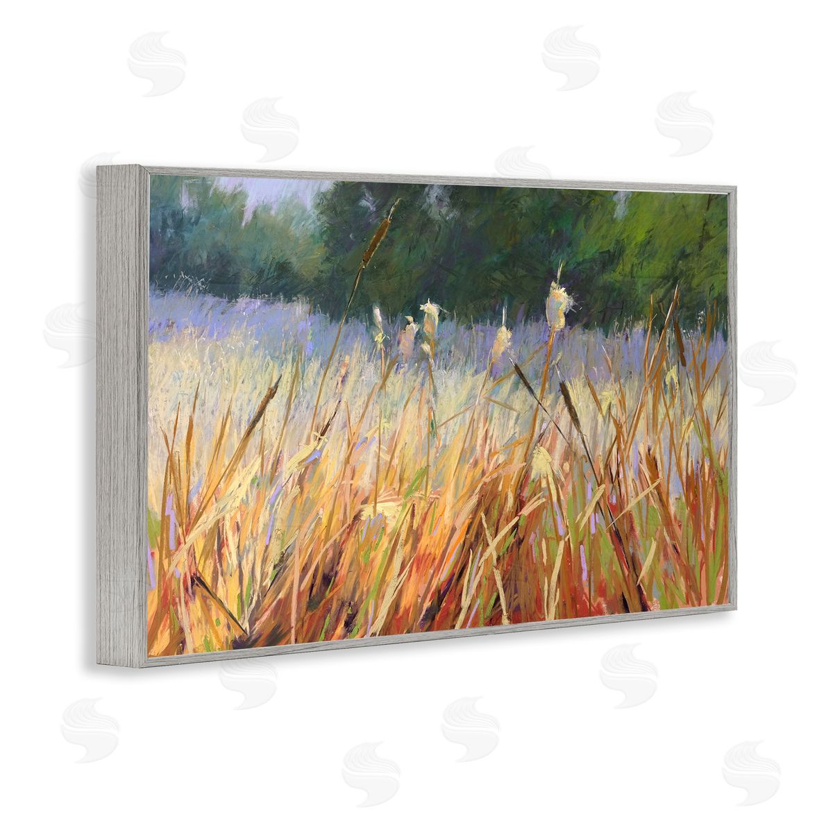 Carol Strock Wasson Country Summer Reeds Gray Framed Giclee Wall Art Print