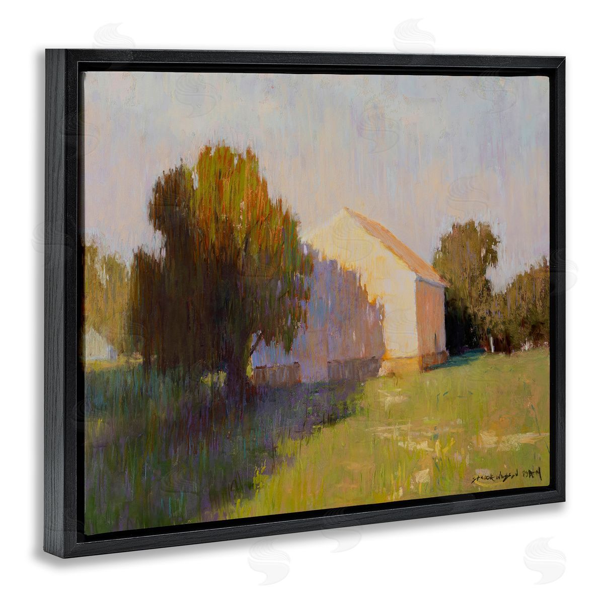 Summer Farm View Black Floating Frame Canvas Wall Art, Home Decor by Carol Strock Wasson