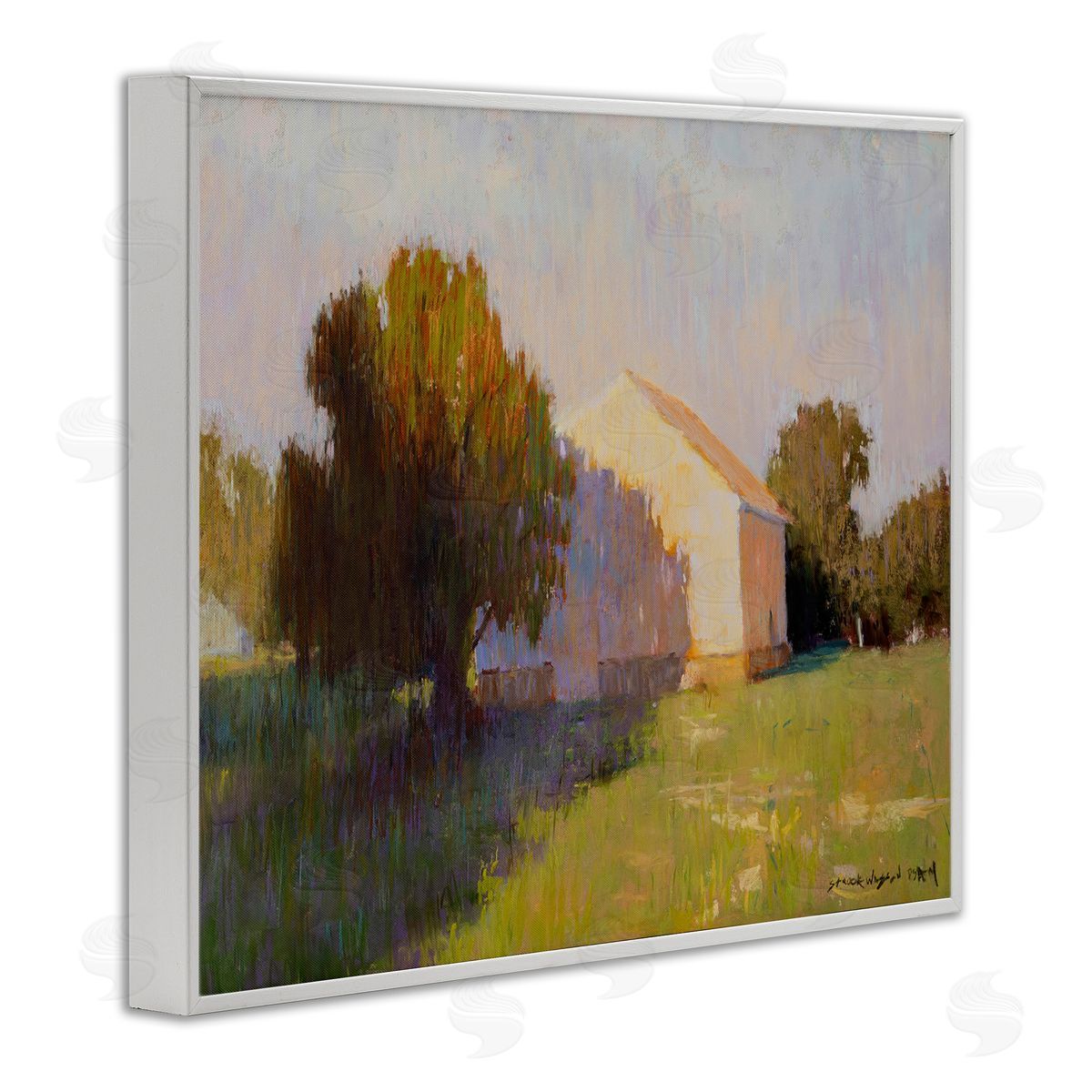 Summer Farm View White Frame Print Wall Art, Home Decor by Carol Strock Wasson