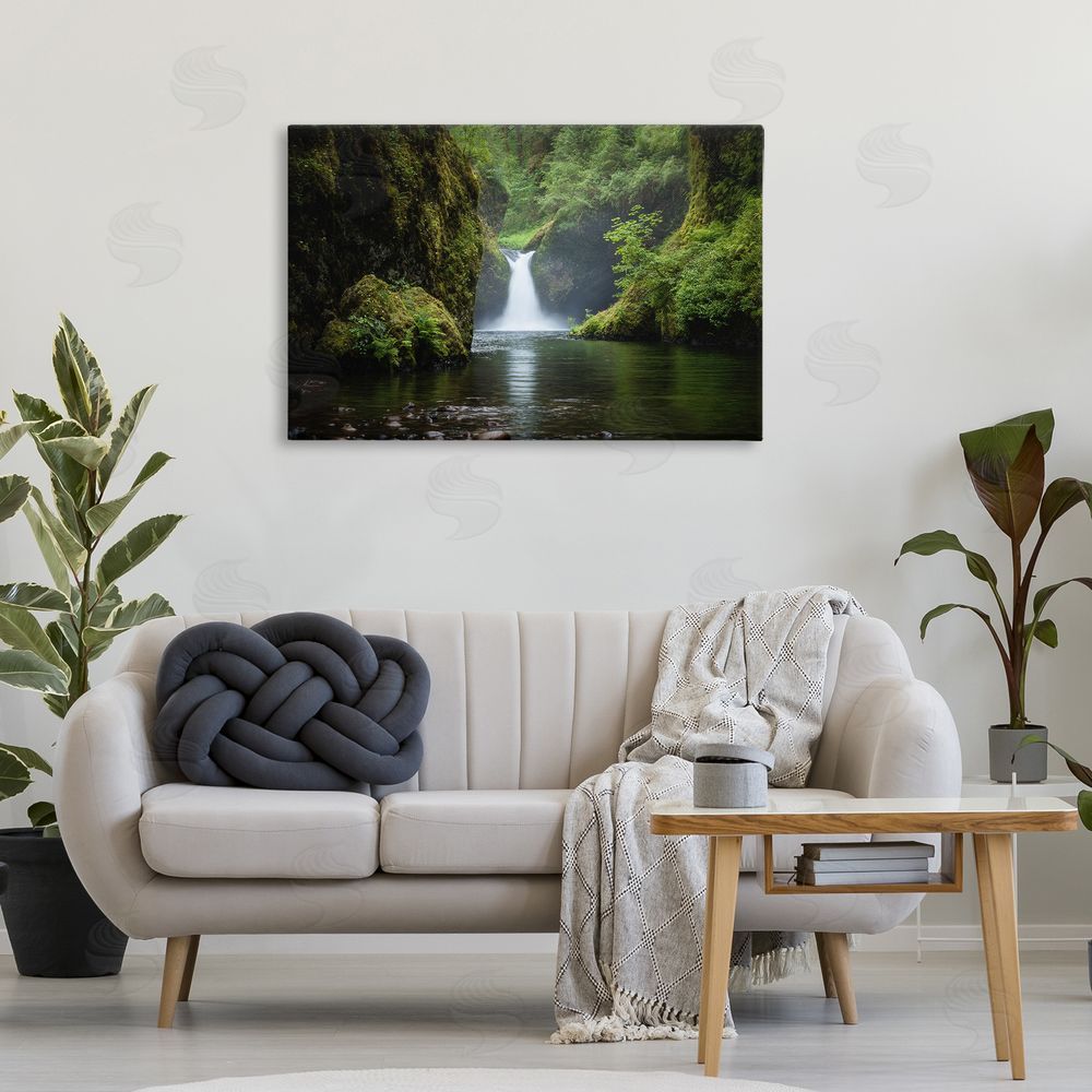 Richard Wong Peaceful Waterfall Creek Canvas Wall Art Print in Room