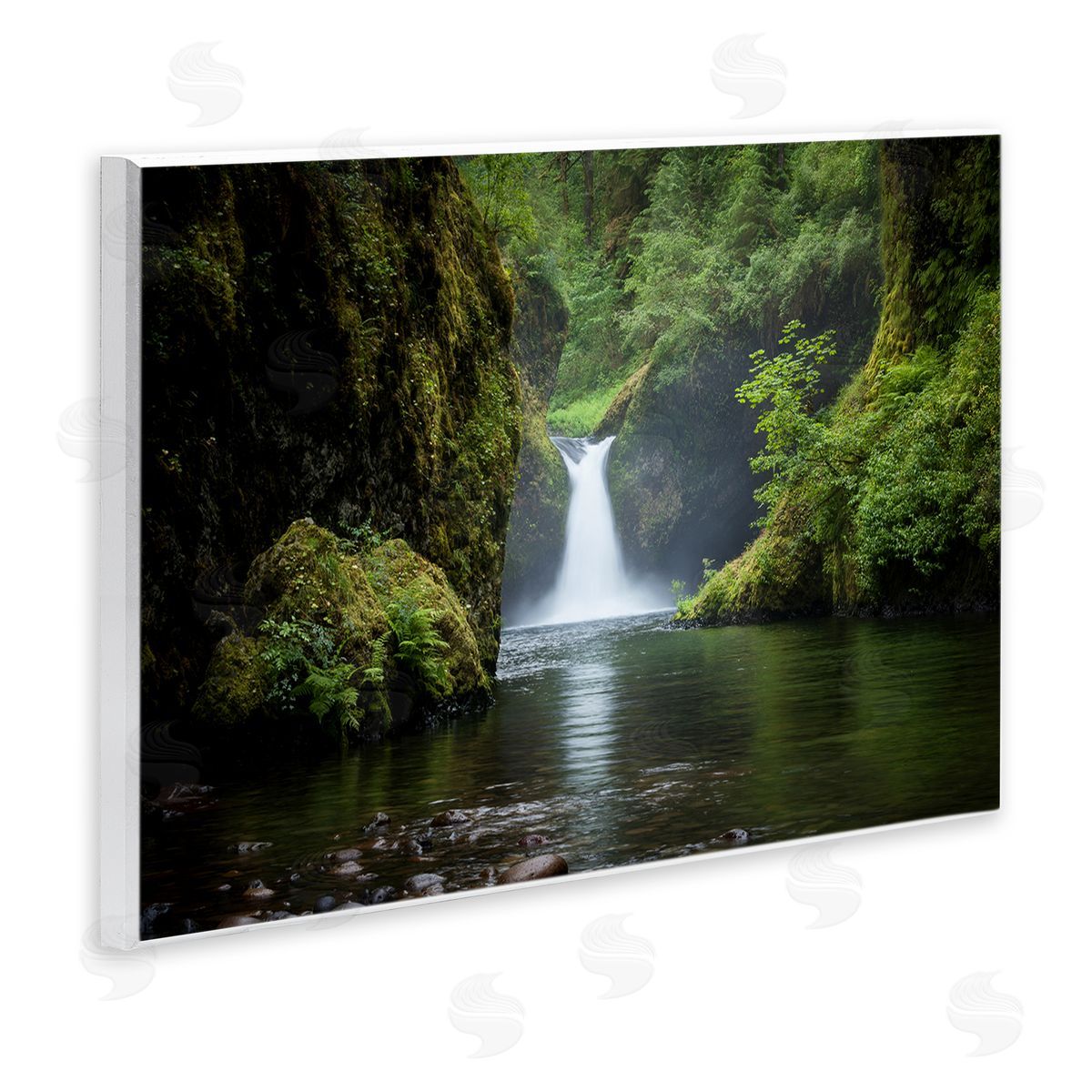 Richard Wong Peaceful Waterfall Creek Wooden Wall Plaque Art Print