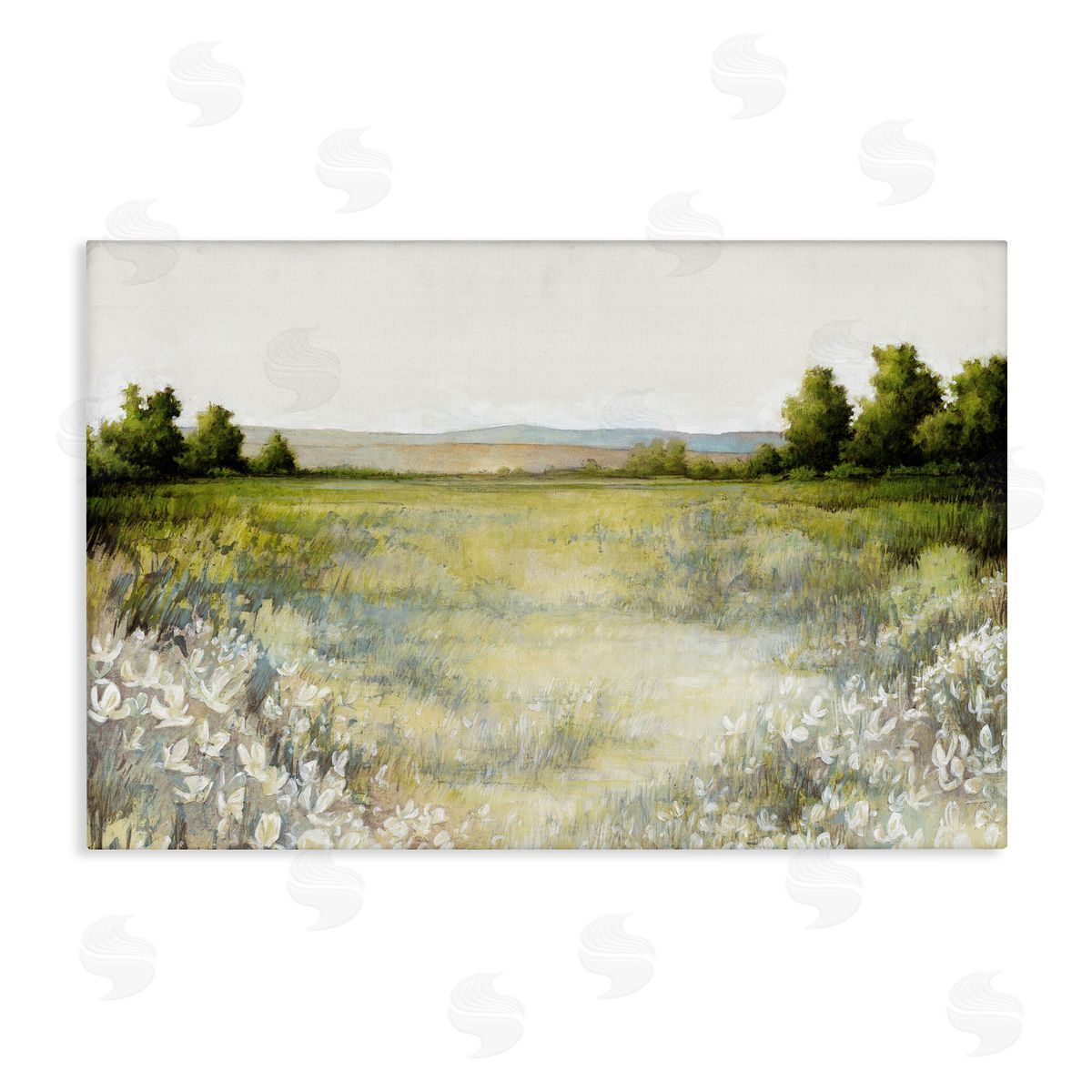 White Ladder White Flowers Meadow Canvas Wall Art Print
