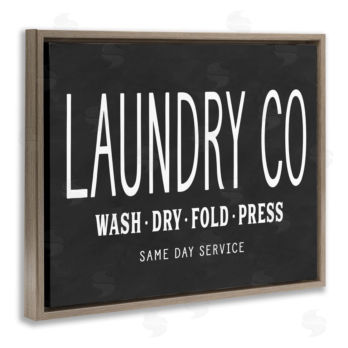 Lettered and Lined Laundry Essentials Chalkboard Brown Floating Frame Canvas Wall Art Print