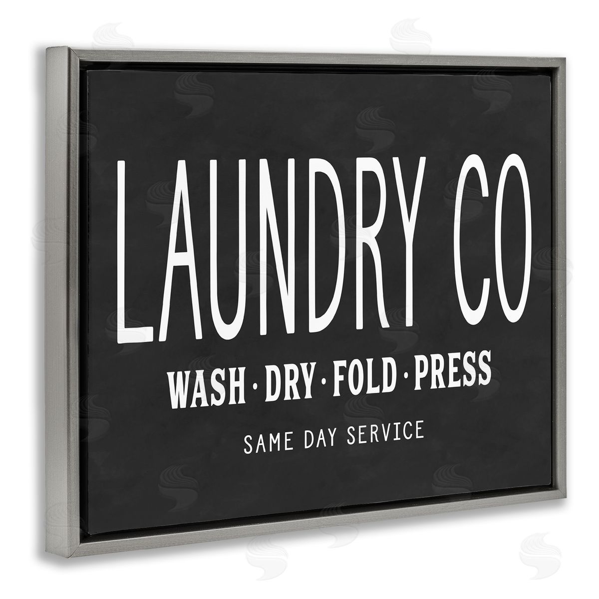 Lettered and Lined Laundry Essentials Chalkboard Gray Floating Frame Canvas Wall Art Print