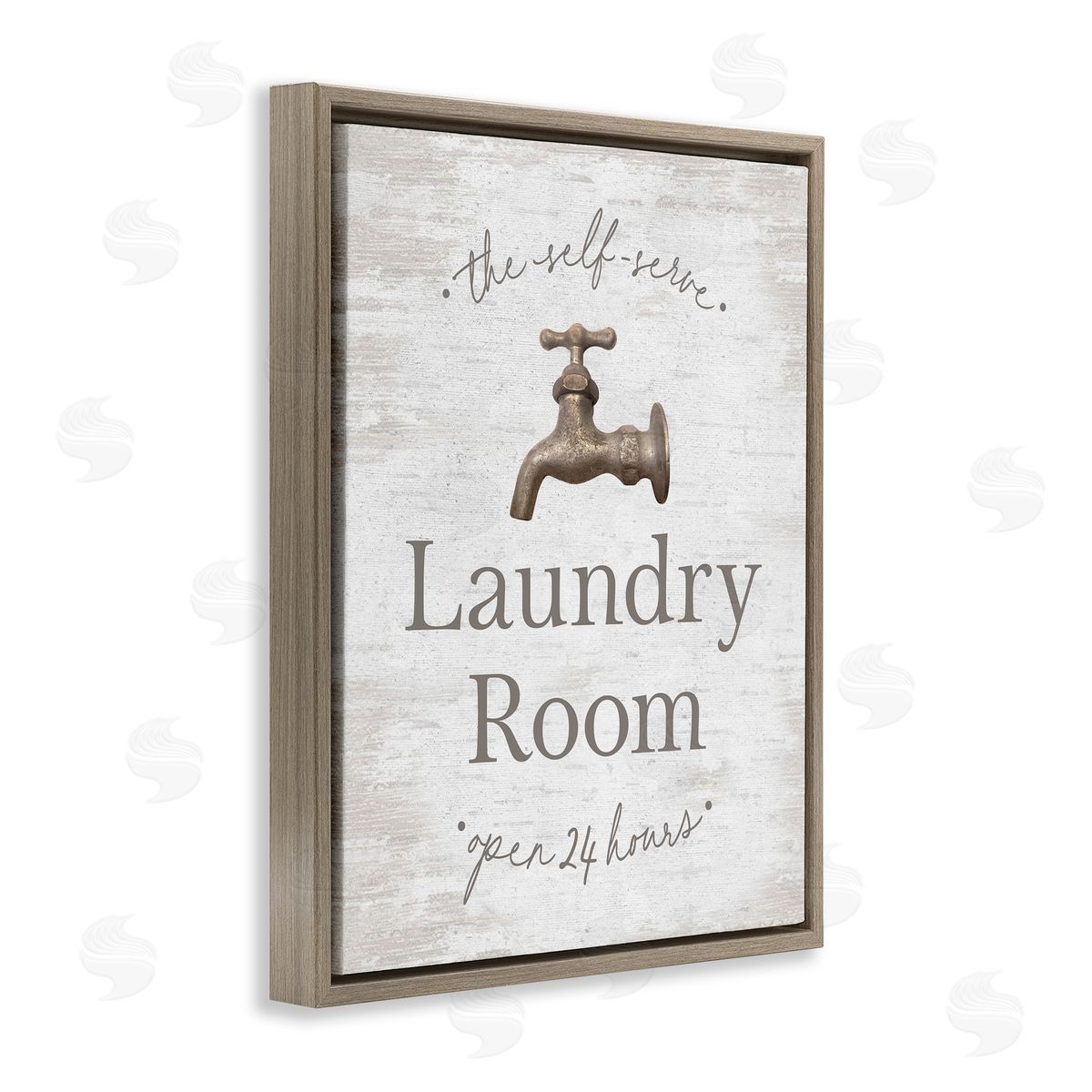 Distressed Laundry Room Brown Floating Frame Canvas Wall Art, Home Decor by Lettered and Lined