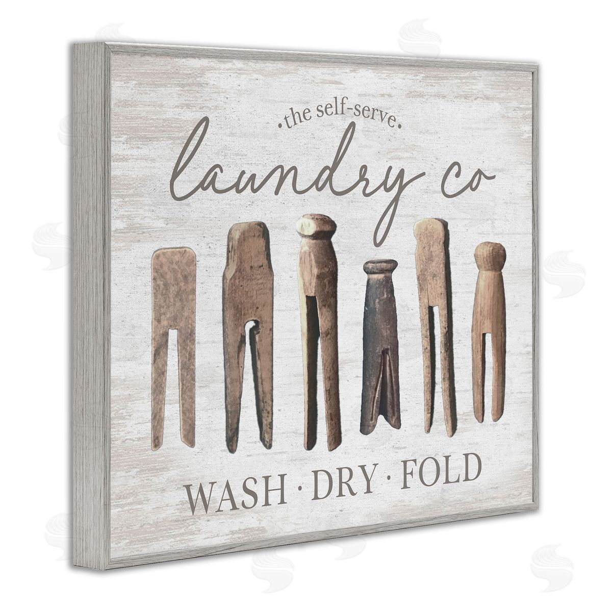 Rustic Laundry Clothespins Grey Frame Print Wall Art, Home Decor by Lettered and Lined