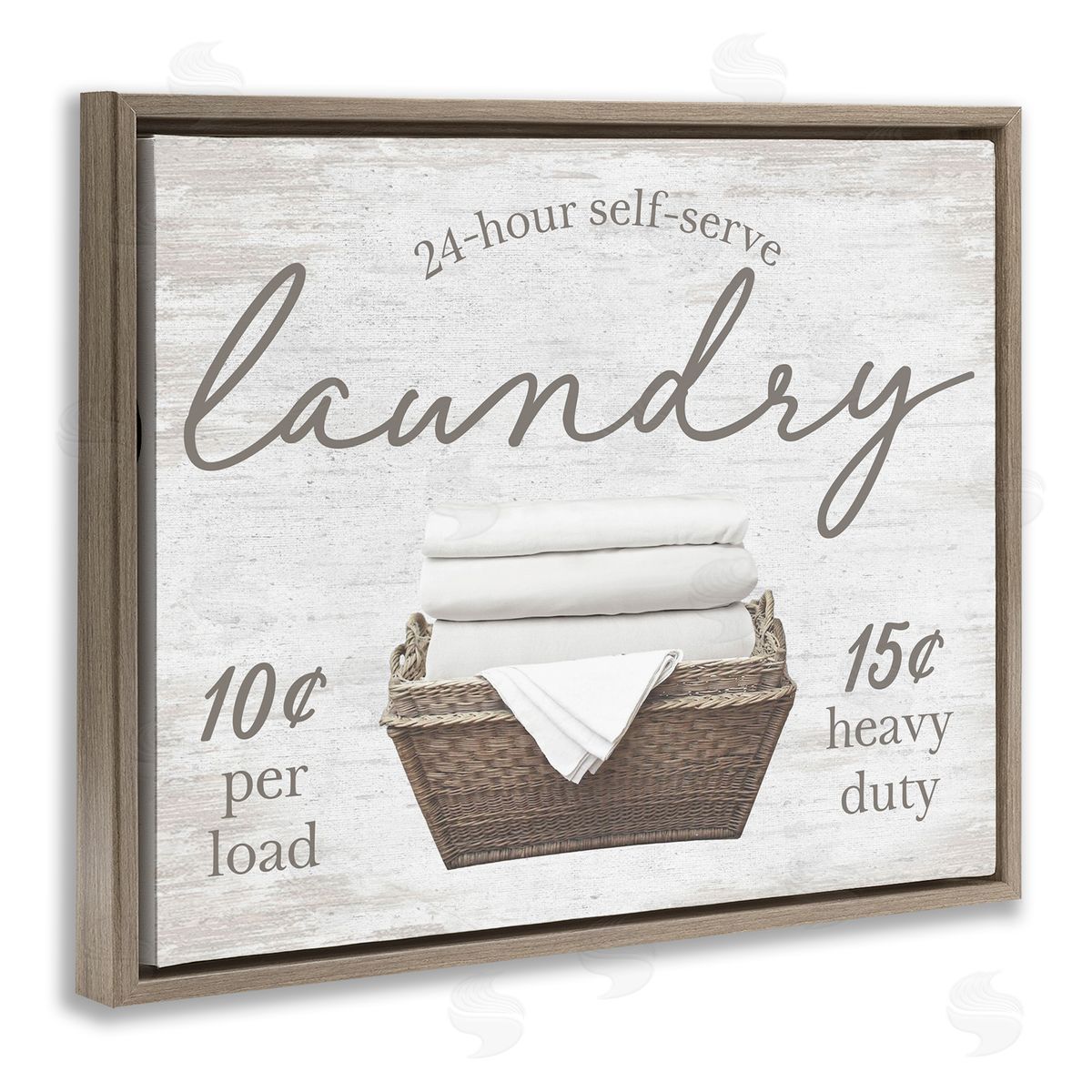 Vintage Laundry Ad Brown Floating Frame Canvas Wall Art, Home Decor by Lettered and Lined
