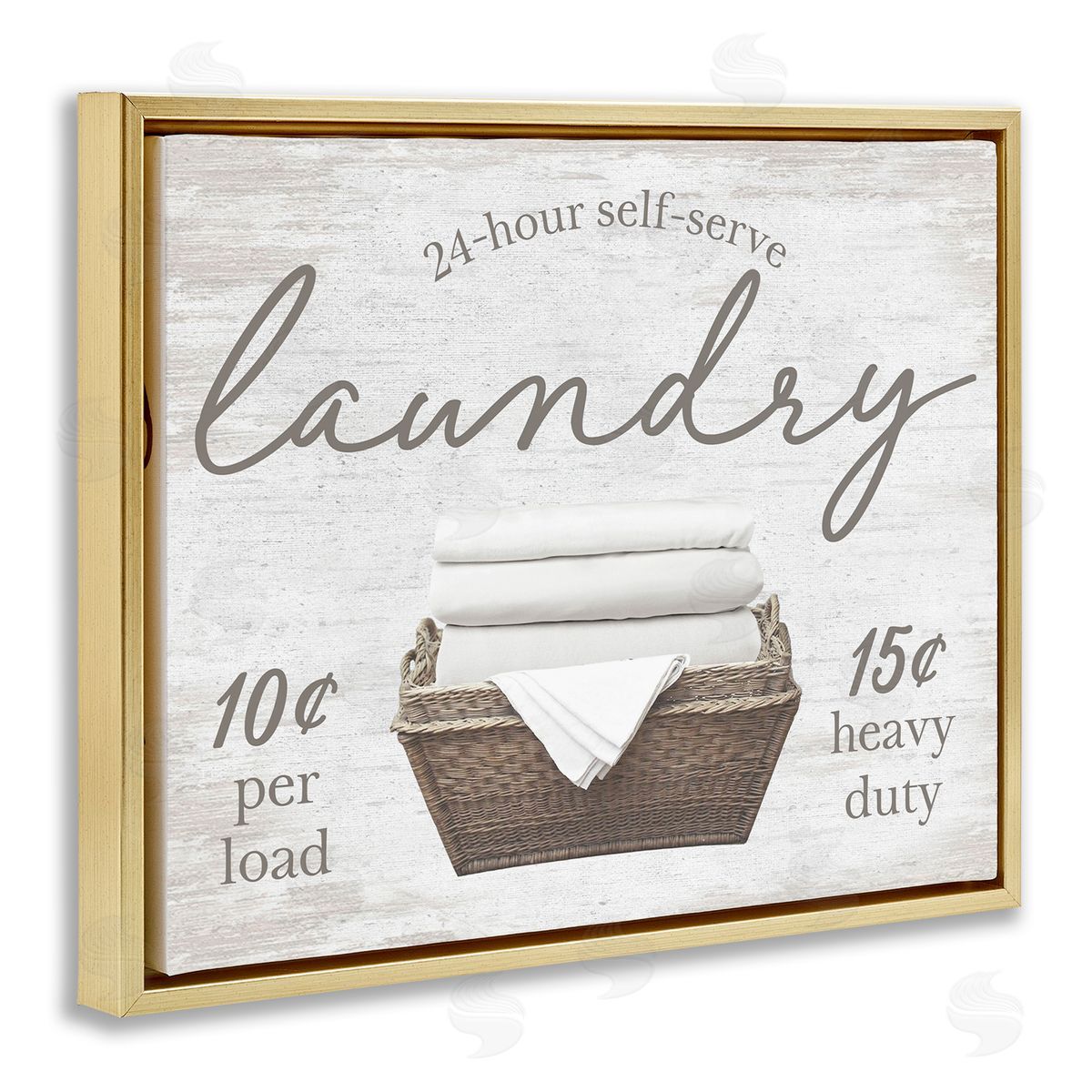 Vintage Laundry Ad Gold Floating Frame Canvas Wall Art, Home Decor by Lettered and Lined