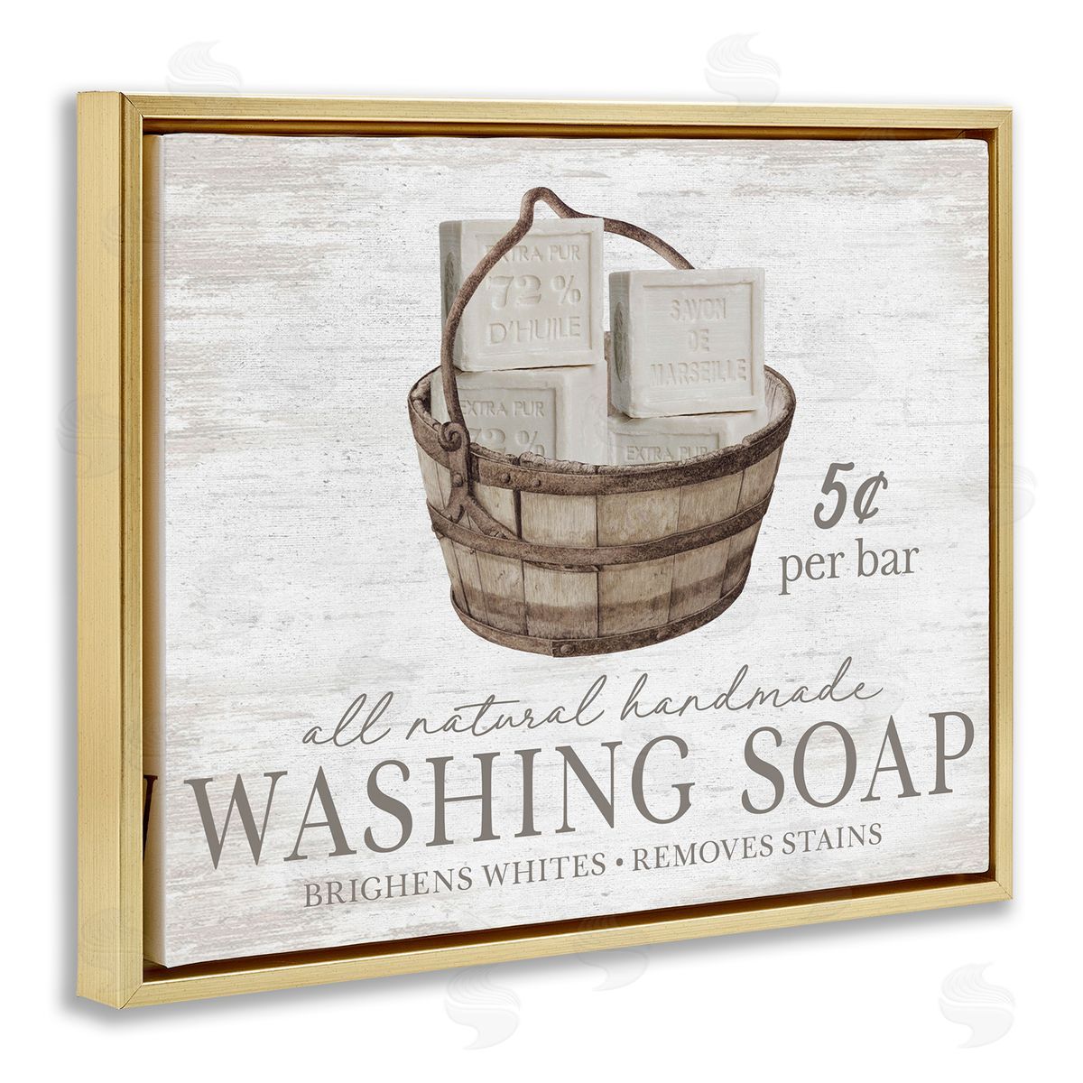 Vintage Laundry Soap Gold Floating Frame Canvas Wall Art, Home Decor by Lettered and Lined