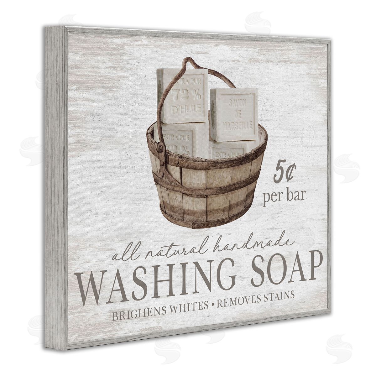 Vintage Laundry Soap Grey Frame Print Wall Art, Home Decor by Lettered and Lined