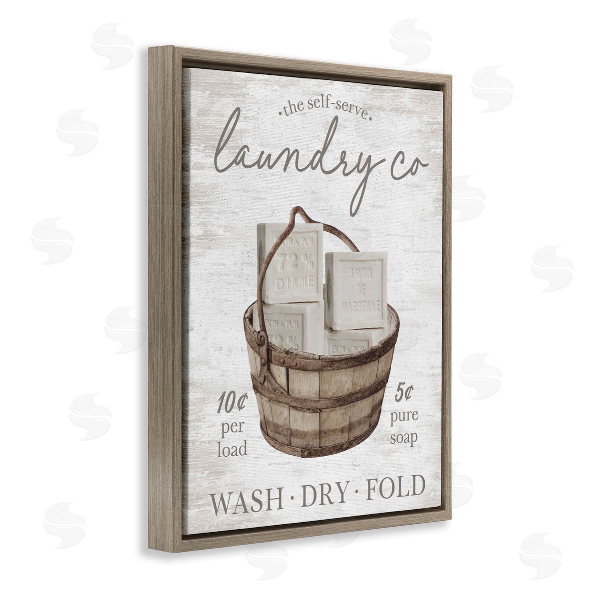 Vintage Laundry Co Brown Floating Frame Canvas Wall Art, Home Decor by Lettered and Lined
