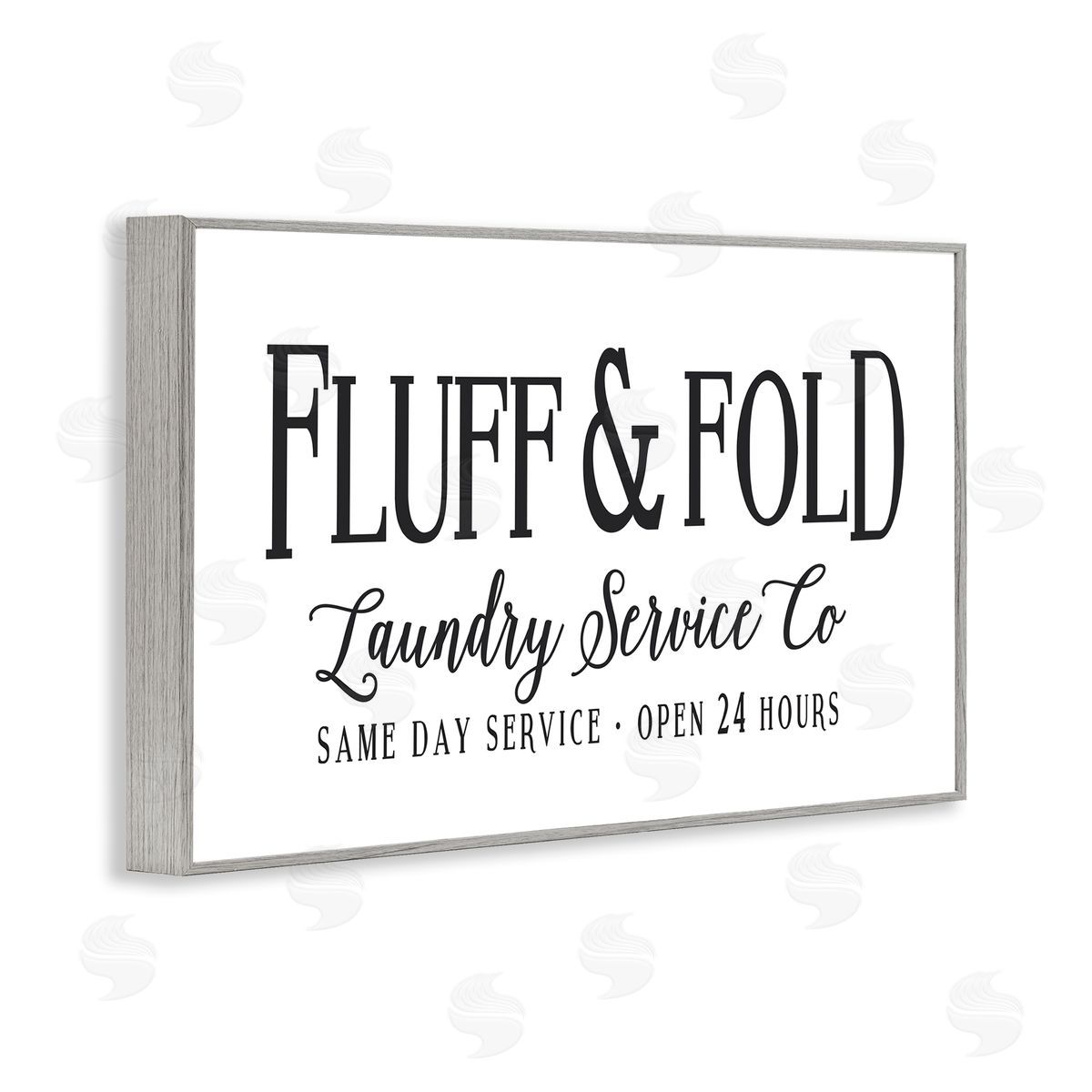 Lettered and Lined Fluff & Fold Laundry Gray Framed Giclee Wall Art Print