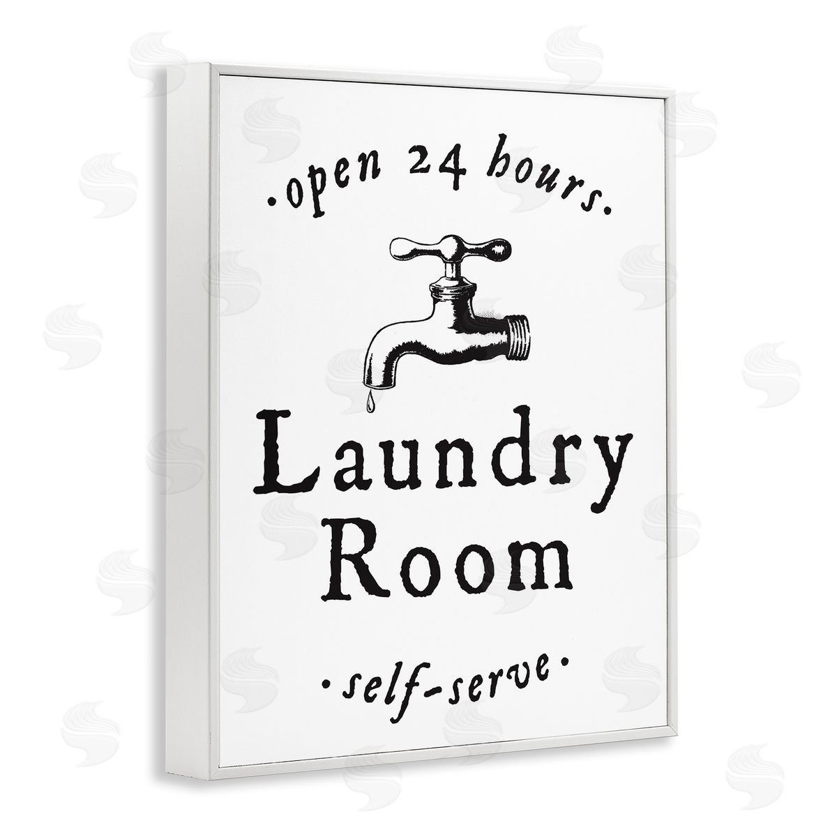 Self Serve Laundry White Frame Print Wall Art, Home Decor by Lettered and Lined