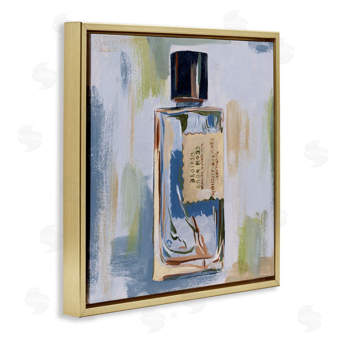Melissa Wang Paint Streak Perfume Gold Floating Frame Canvas Wall Art Print