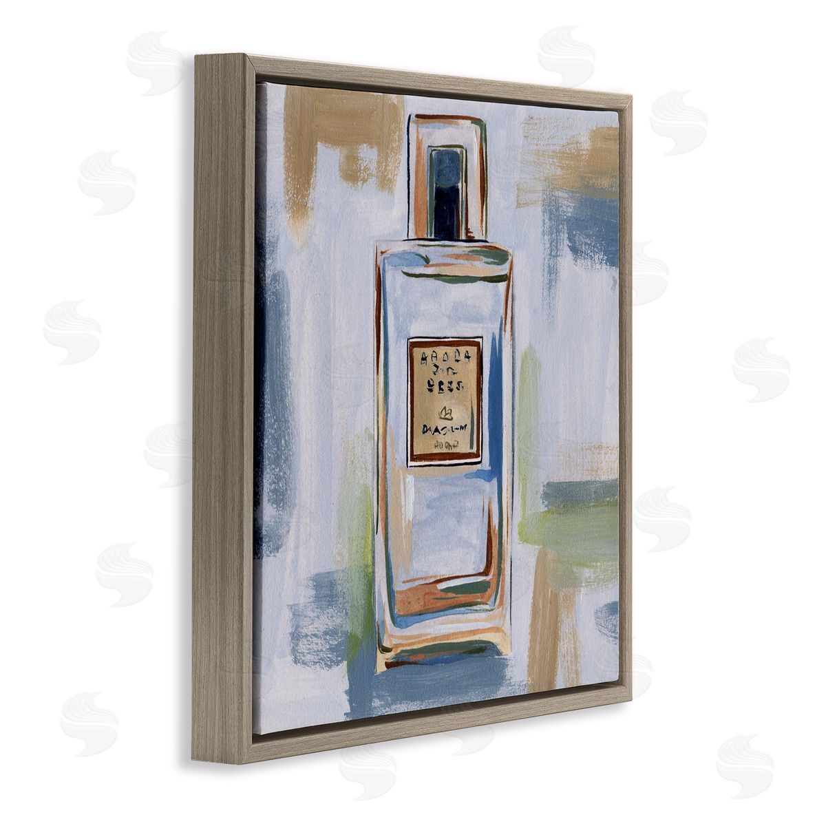 Melissa Wang Neutral Perfume Bottle Brown Floating Frame Canvas Wall Art Print