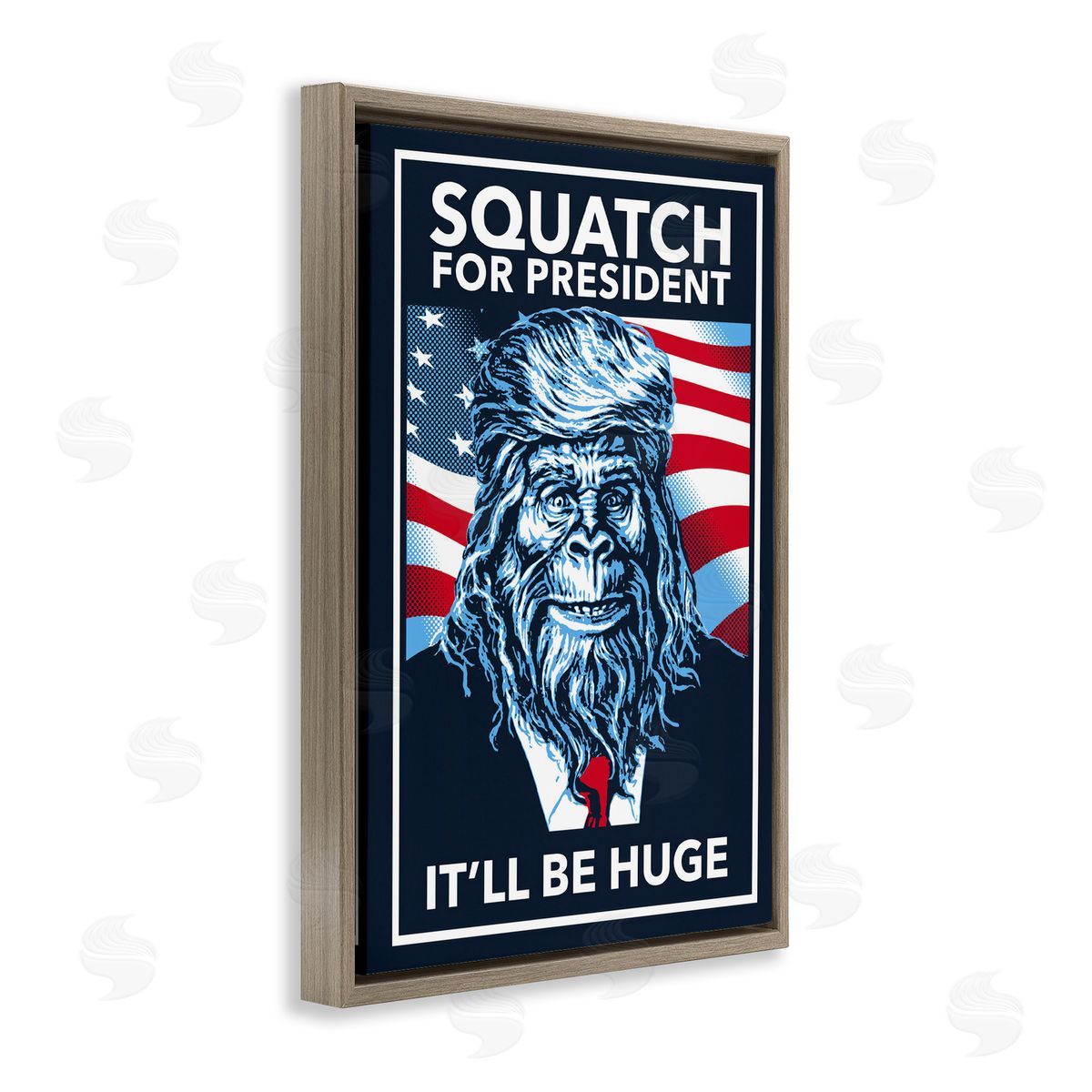 Funny Mythical President Brown Floating Frame Canvas Wall Art, Home Decor by Jedco Brands, Inc.