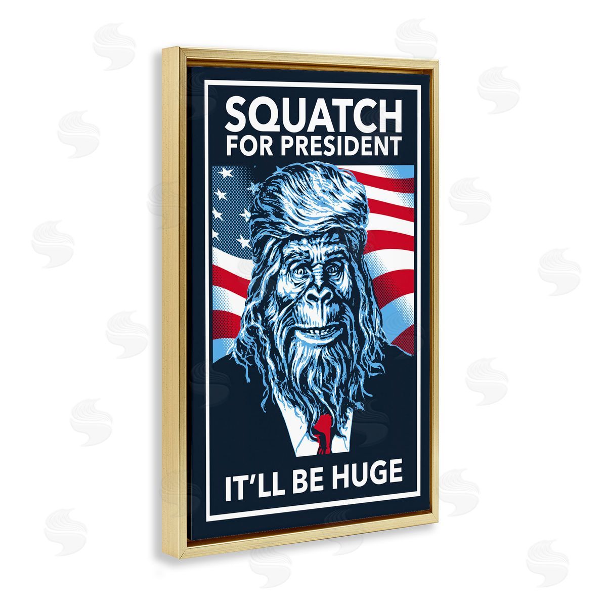 Funny Mythical President Gold Floating Frame Canvas Wall Art, Home Decor by Jedco Brands, Inc.