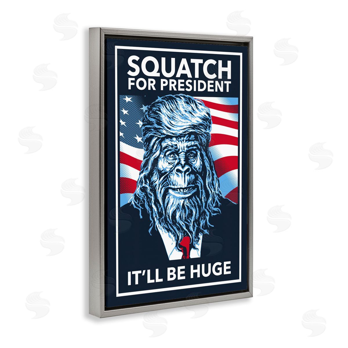 Funny Mythical President Grey Floating Frame Canvas Wall Art, Home Decor by Jedco Brands, Inc.