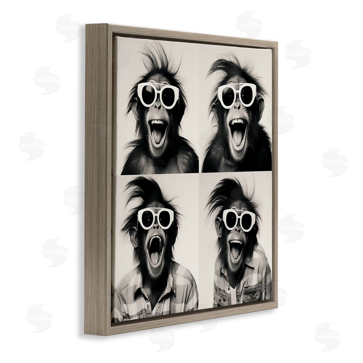 RB Fun Sunglasses Monkey Brown Floating Frame Canvas Wall Art Print