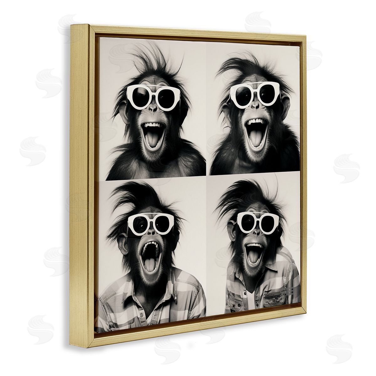 RB Fun Sunglasses Monkey Gold Floating Frame Canvas Wall Art Print