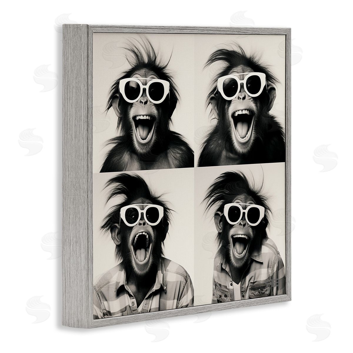 RB Fun Sunglasses Monkey Gray Framed Giclee Wall Art Print