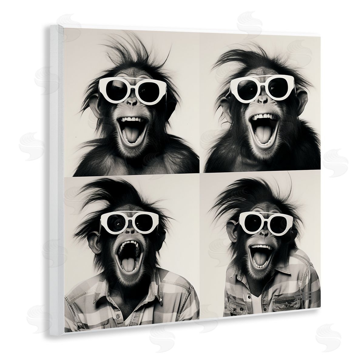 RB Fun Sunglasses Monkey Wooden Wall Plaque Art Print