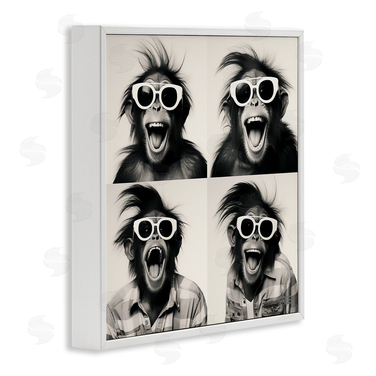 RB Fun Sunglasses Monkey White Framed Giclee Wall Art Print