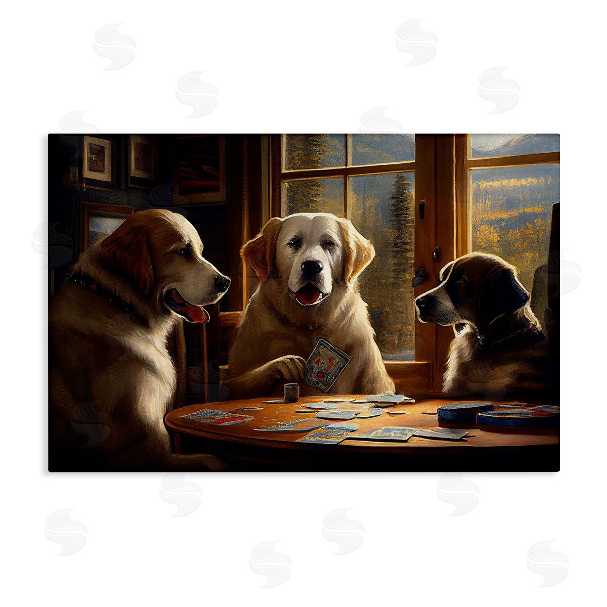 Sasha Dogs Playing Card Game Canvas Wall Art Print