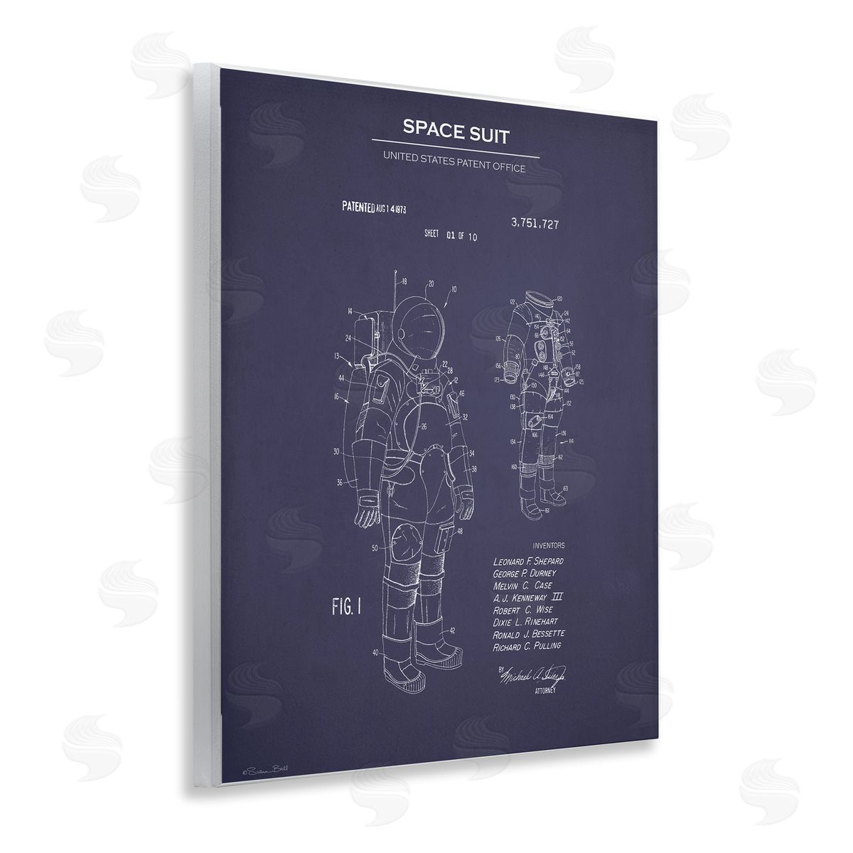 Space Suit Blueprint Wood Plaque Wall Art, Home Decor by Susan Ball