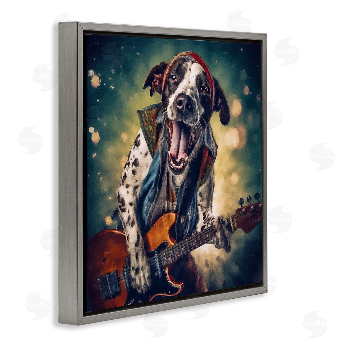 Sean Parnell Musician Dog Singing Gray Floating Frame Canvas Wall Art Print