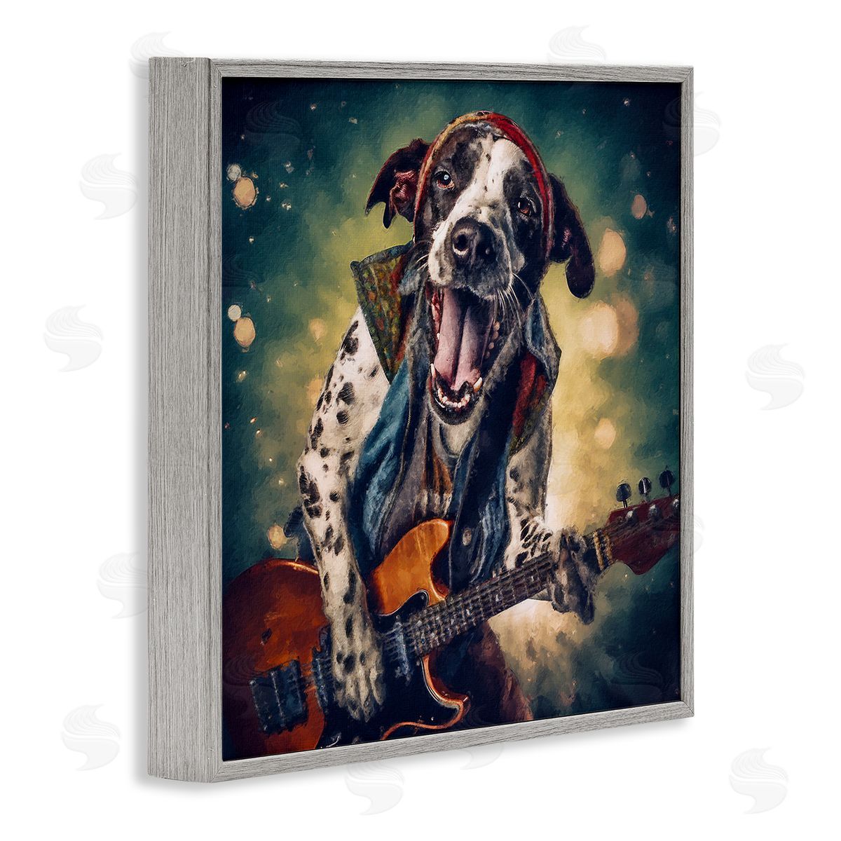 Sean Parnell Musician Dog Singing Gray Framed Giclee Wall Art Print