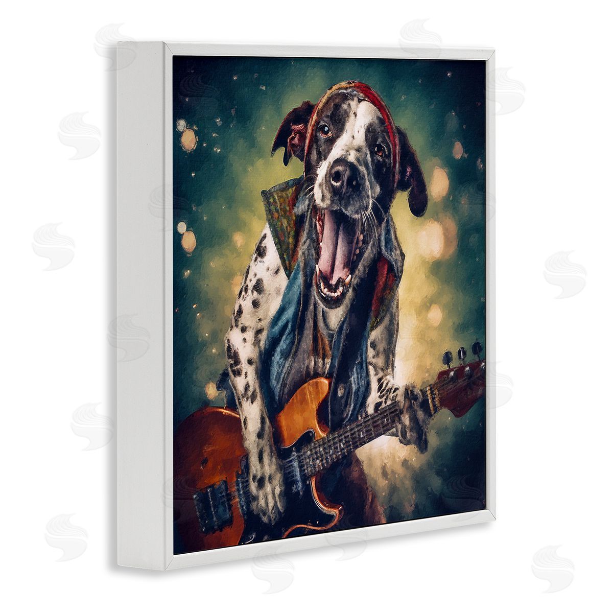Sean Parnell Musician Dog Singing White Framed Giclee Wall Art Print