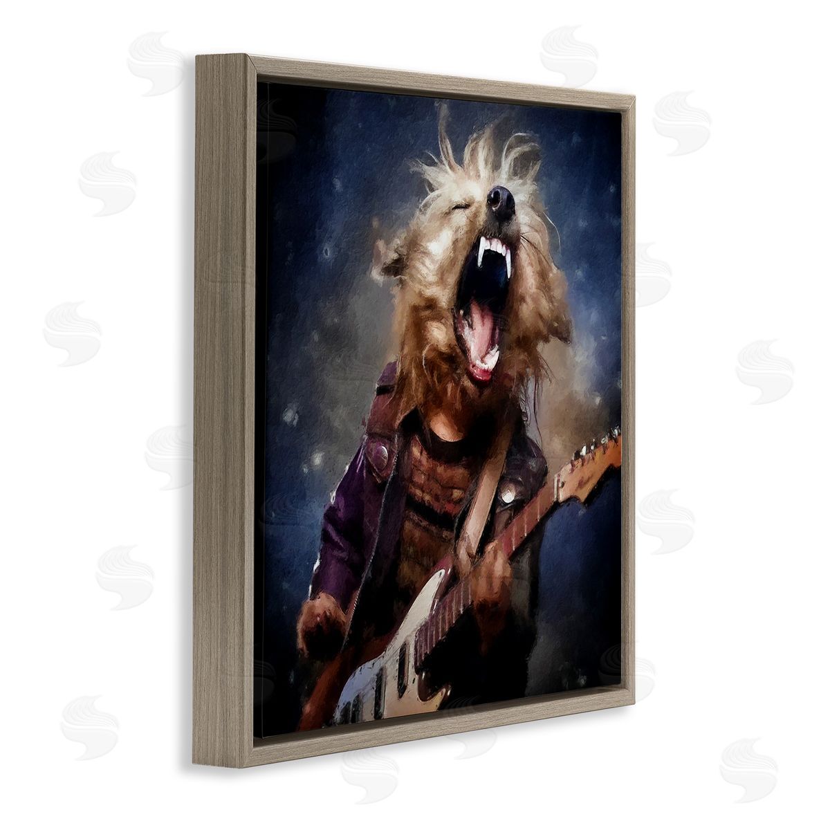 Sean Parnell Fun Musician Terrier Brown Floating Frame Canvas Wall Art Print