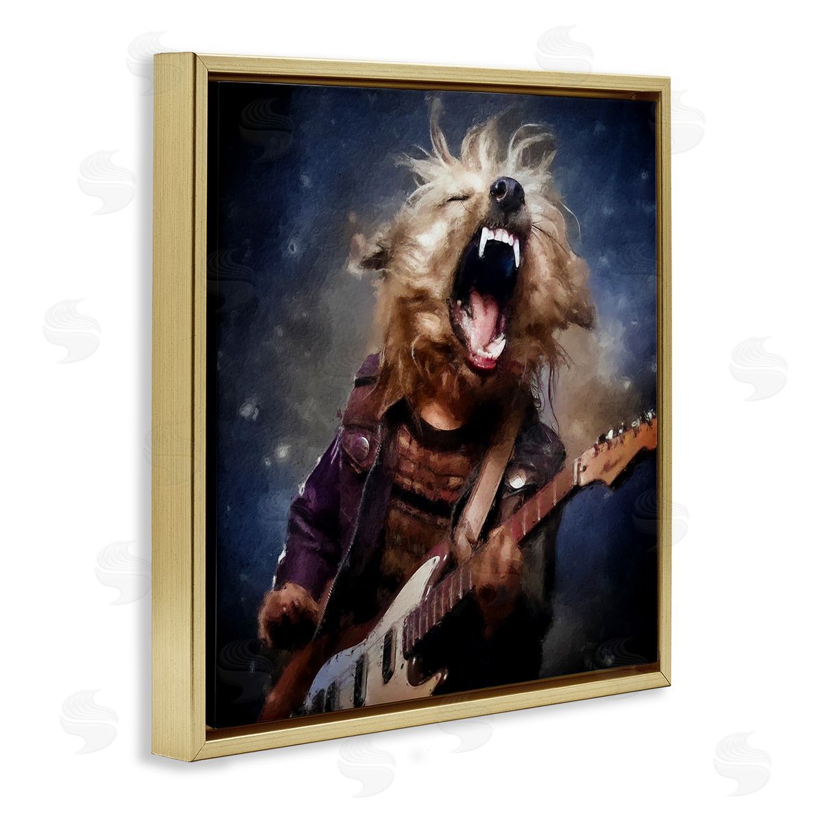 Sean Parnell Fun Musician Terrier Gold Floating Frame Canvas Wall Art Print
