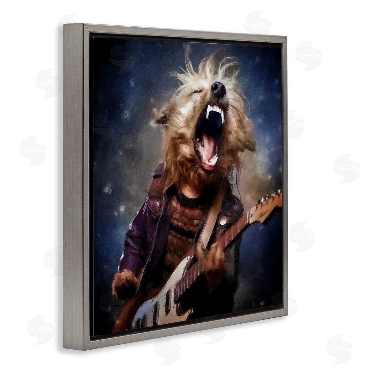 Sean Parnell Fun Musician Terrier Gray Floating Frame Canvas Wall Art Print