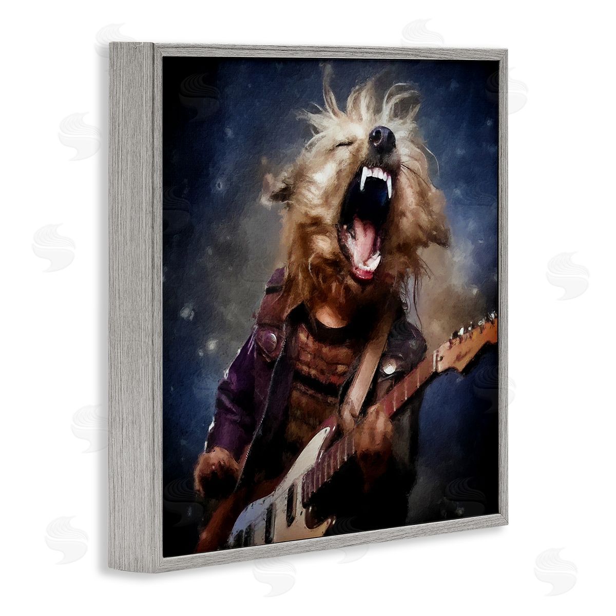 Sean Parnell Fun Musician Terrier Gray Framed Giclee Wall Art Print