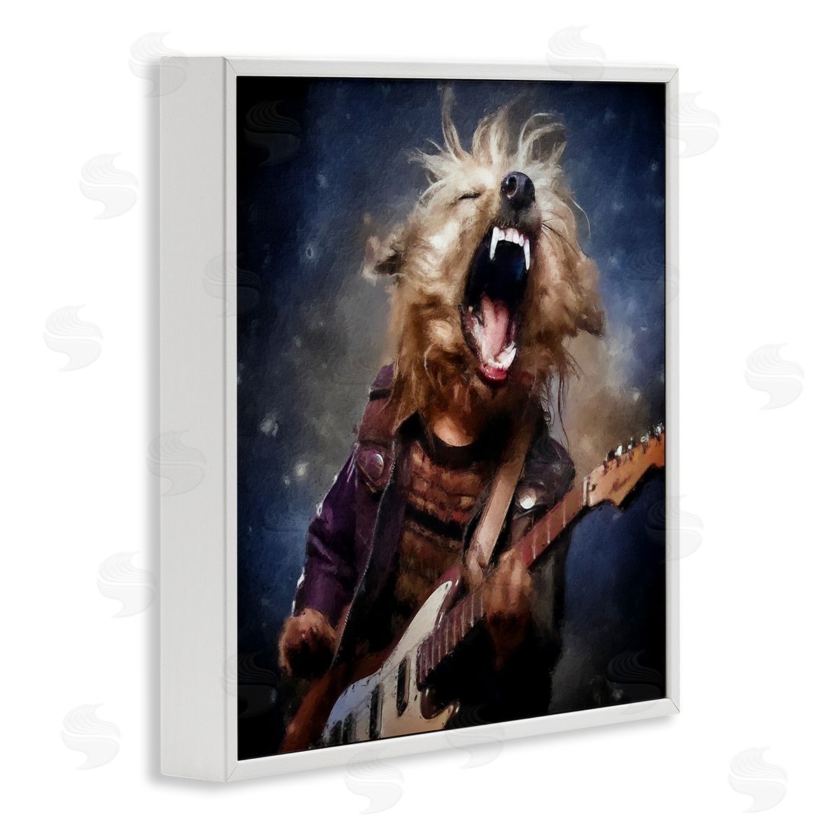 Sean Parnell Fun Musician Terrier White Framed Giclee Wall Art Print