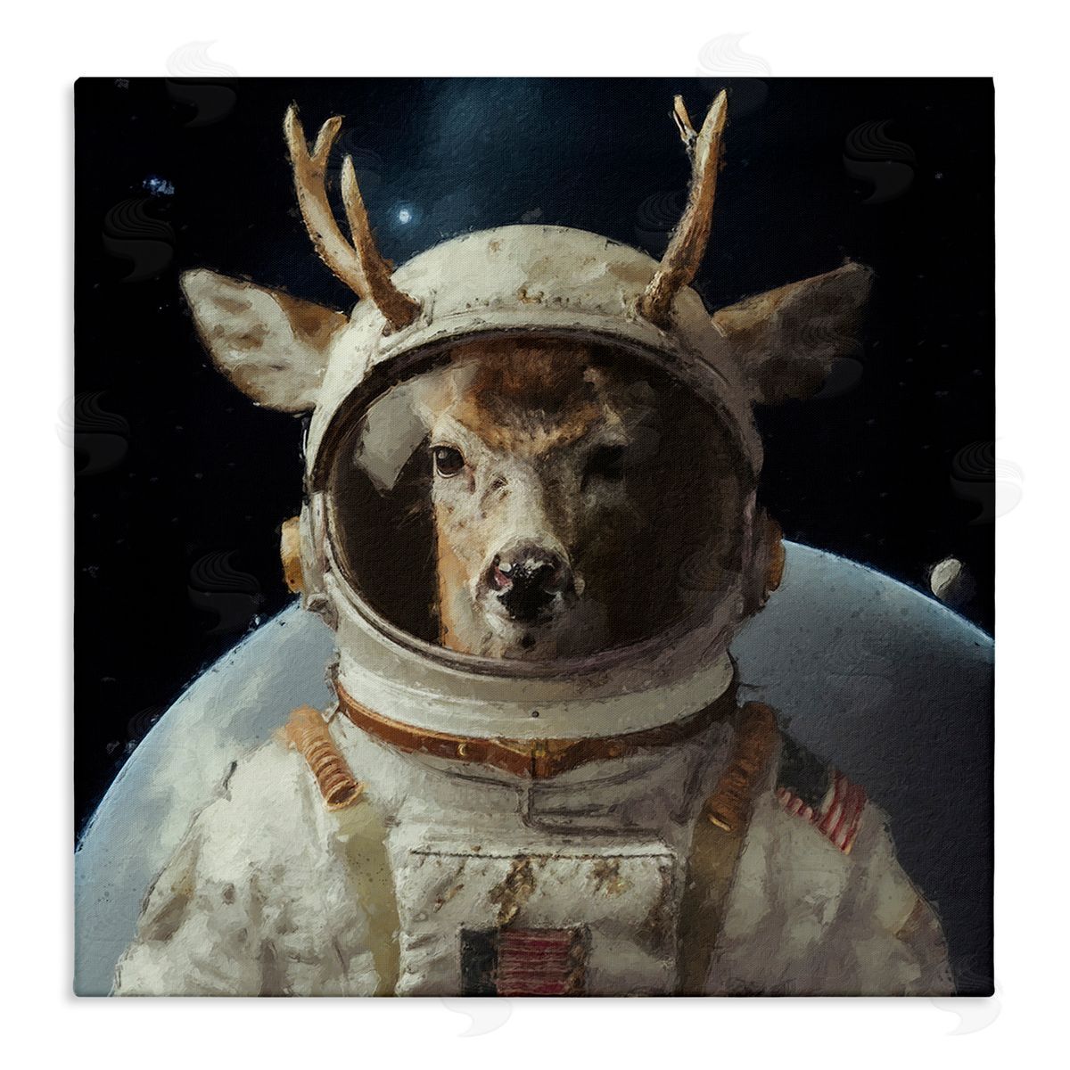 Sean Parnell Space Astronaut Deer Canvas Wall Art Print