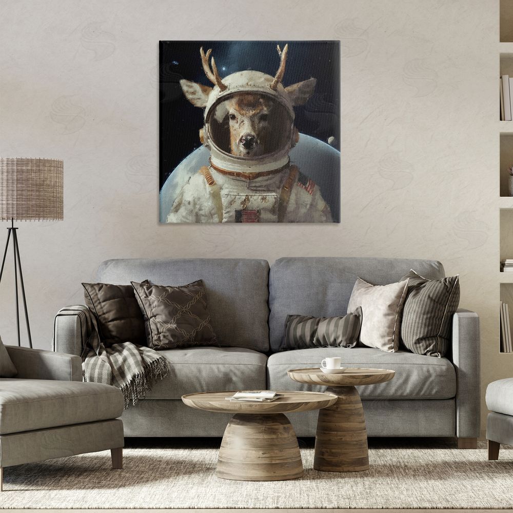 Sean Parnell Space Astronaut Deer Canvas Wall Art Print in Room