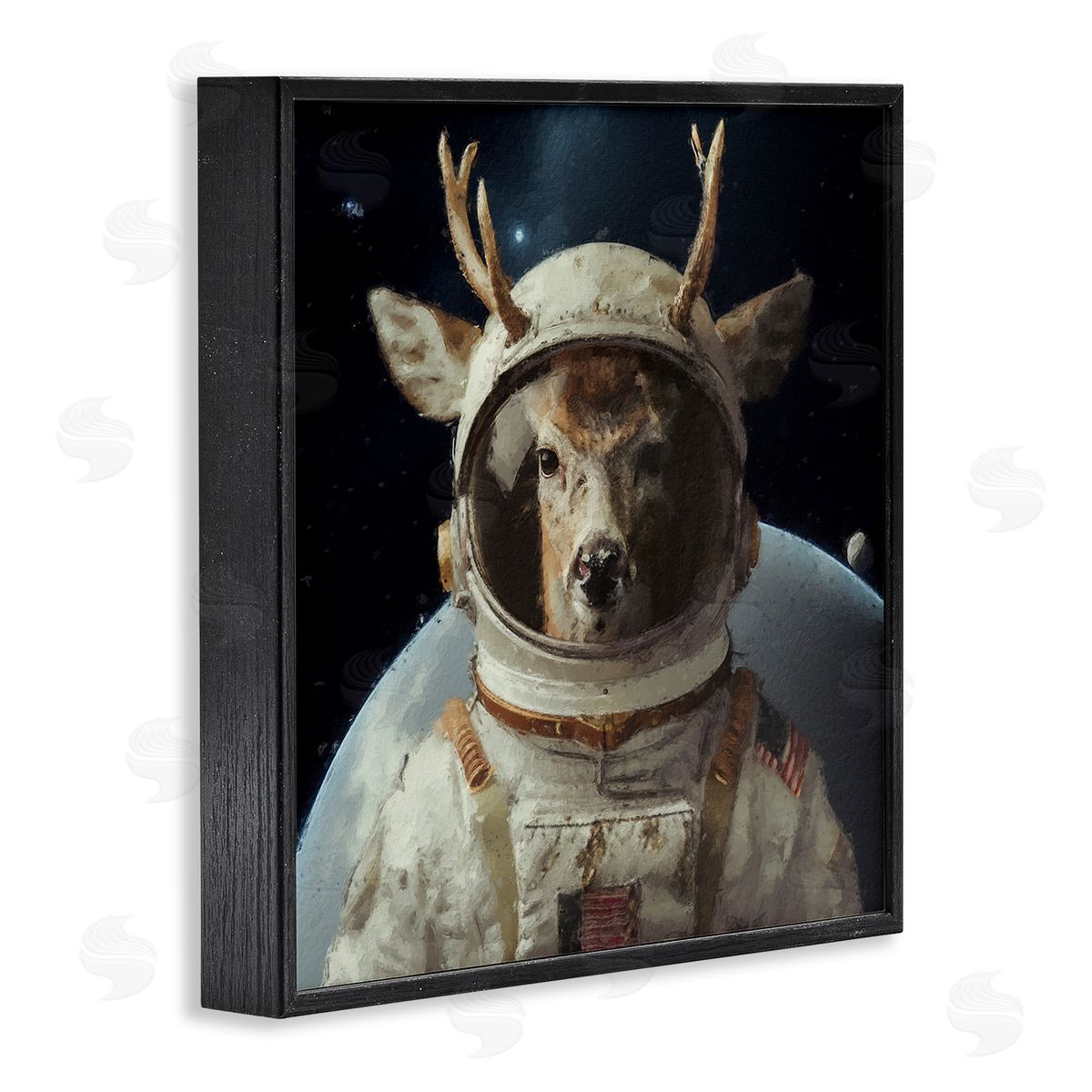 Sean Parnell Space Astronaut Deer Black Framed Giclee Wall Art Print