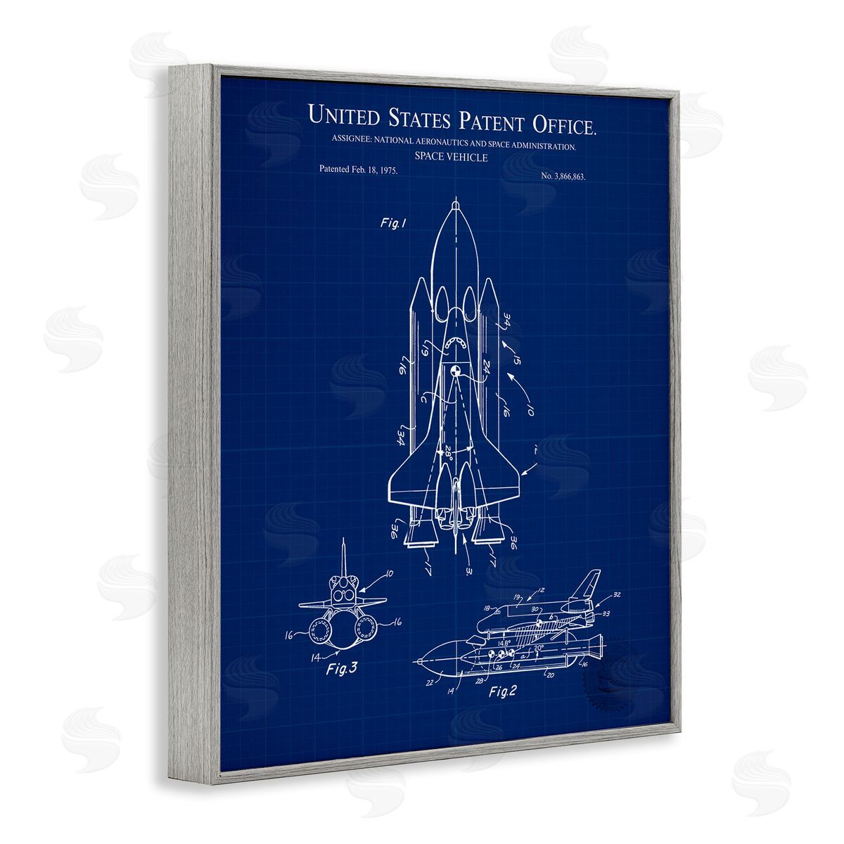 Space Vehicle Blueprint Grey Frame Print Wall Art, Home Decor by Karl Hronek