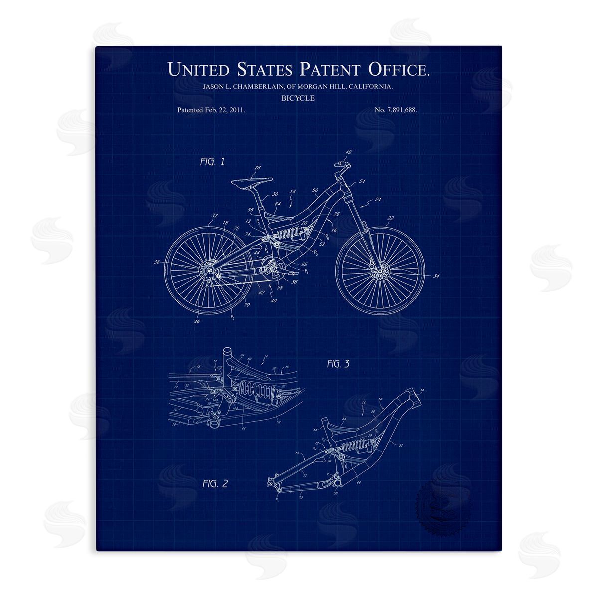 Detailed Bicycle Blueprint Canvas Wall Art, Home Decor by Karl Hronek