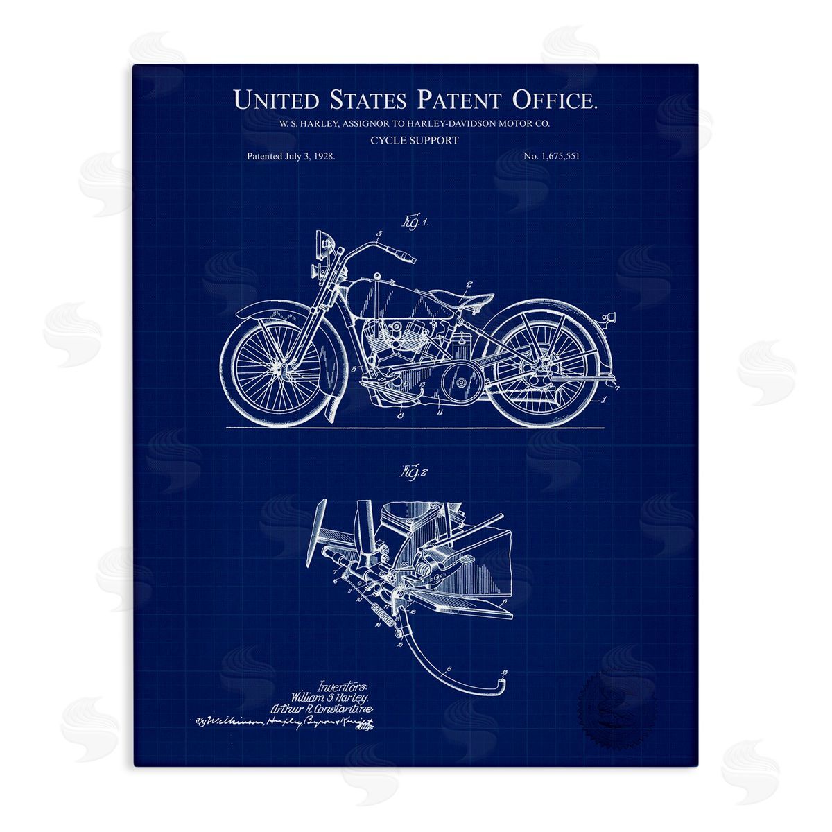 Cycle Support Blueprint Canvas Wall Art, Home Decor by Karl Hronek