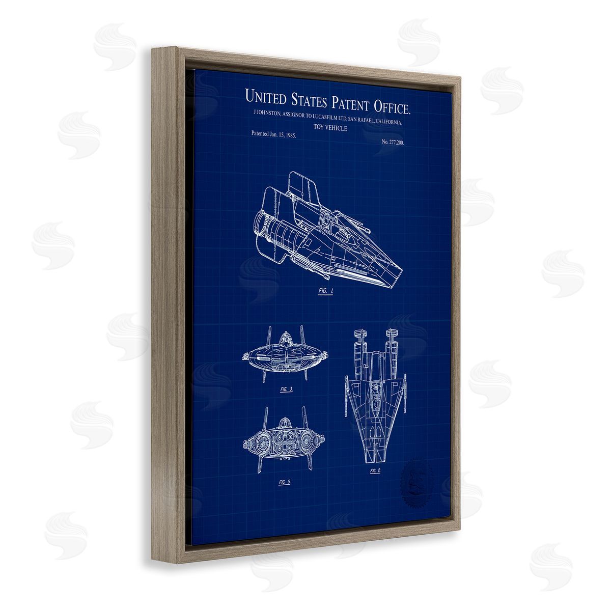 Toy Vehicle Blueprint Brown Floating Frame Canvas Wall Art, Home Decor by Karl Hronek