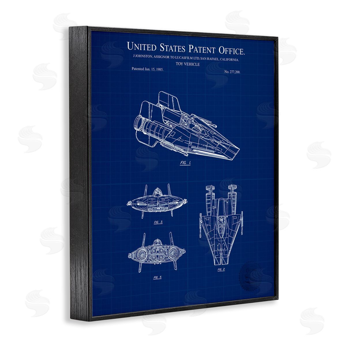 Toy Vehicle Blueprint Black Frame Print Wall Art, Home Decor by Karl Hronek