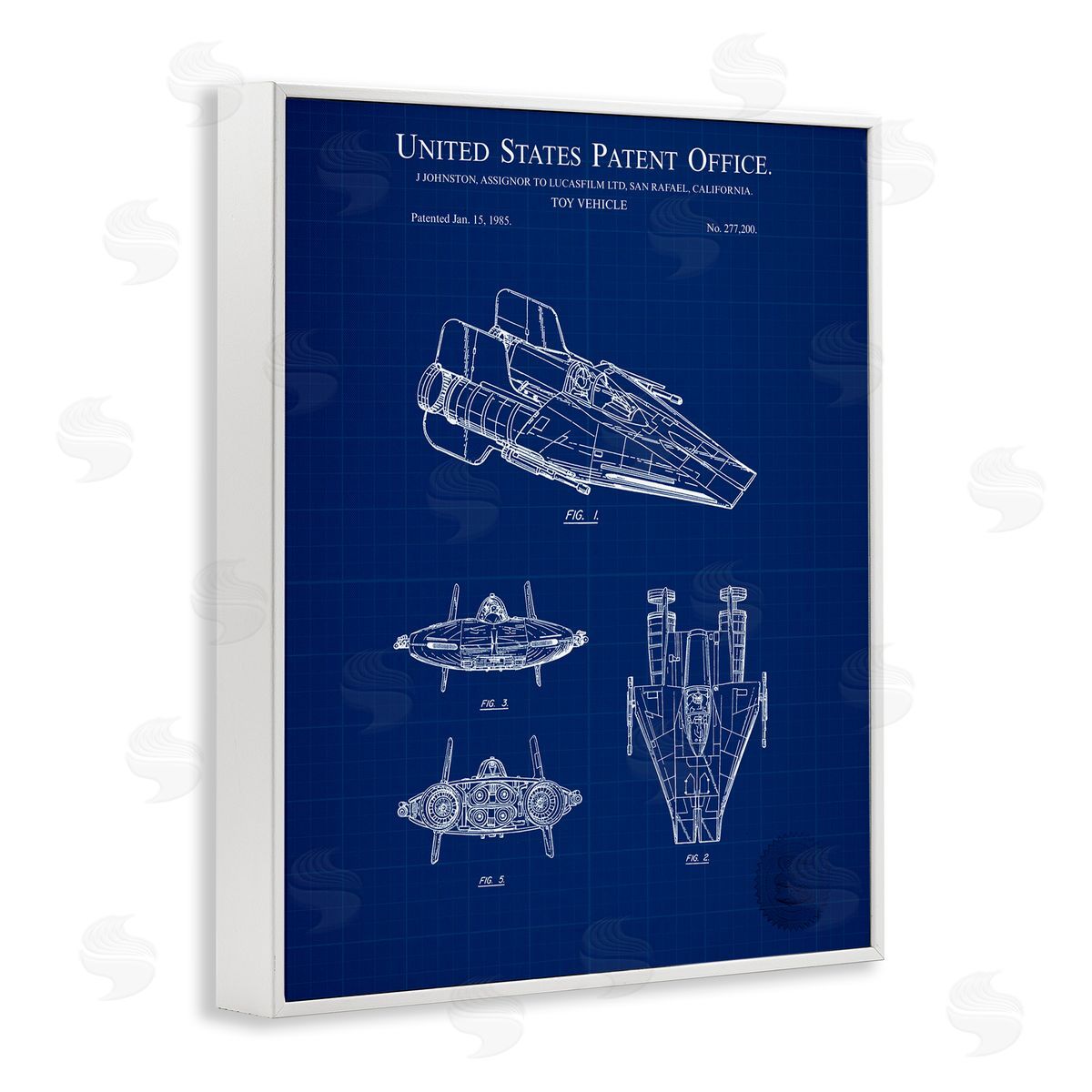 Toy Vehicle Blueprint White Frame Print Wall Art, Home Decor by Karl Hronek
