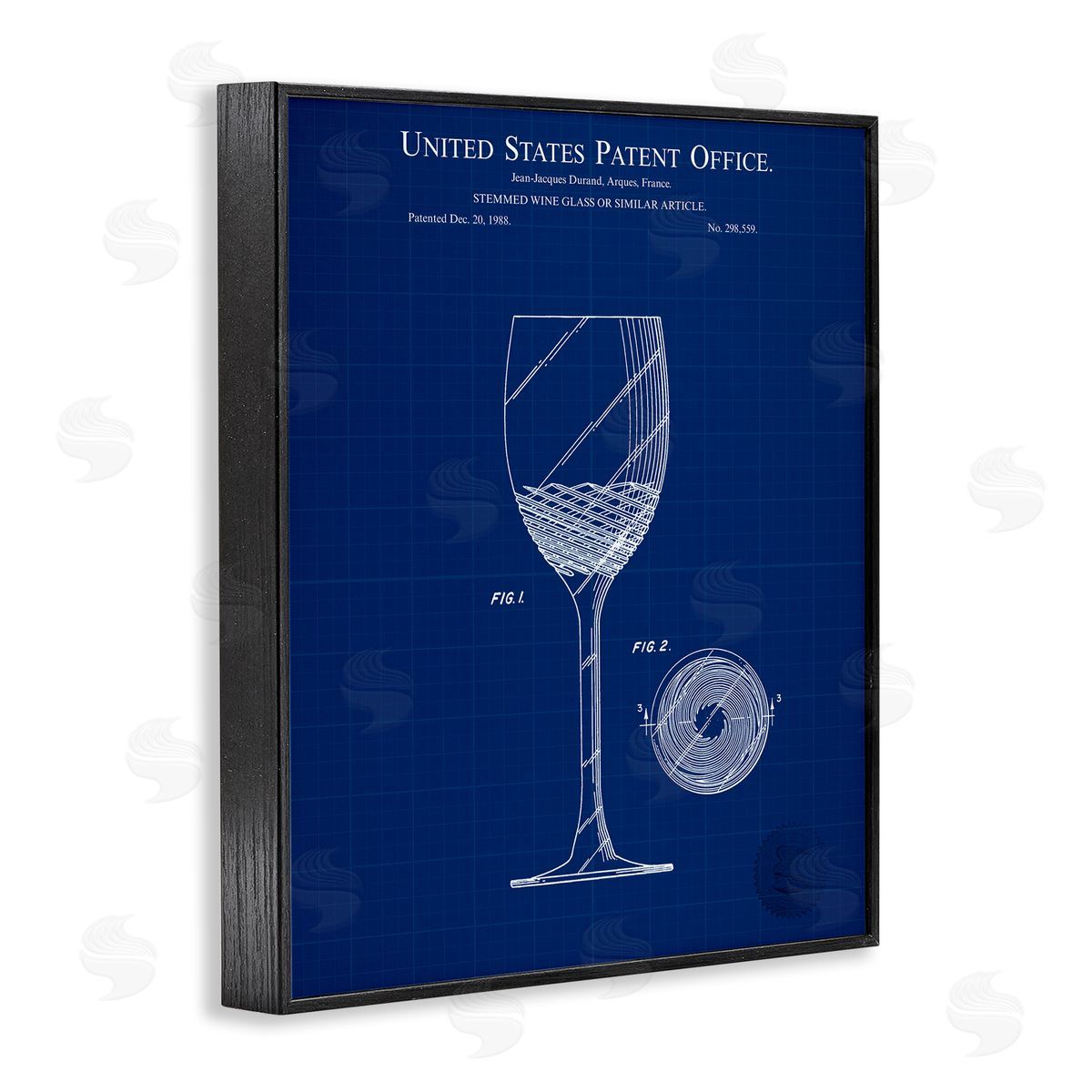 Wine Glass Blueprint Black Frame Print Wall Art, Home Decor by Karl Hronek